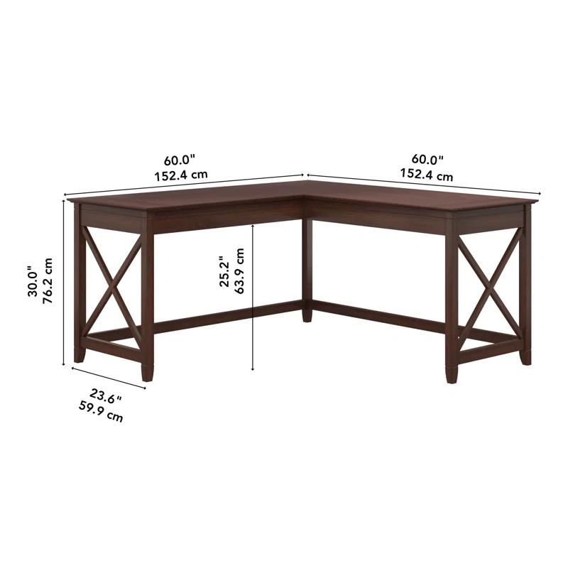 Bing Cherry Wood Composite 60" Corner Desk with Drawer