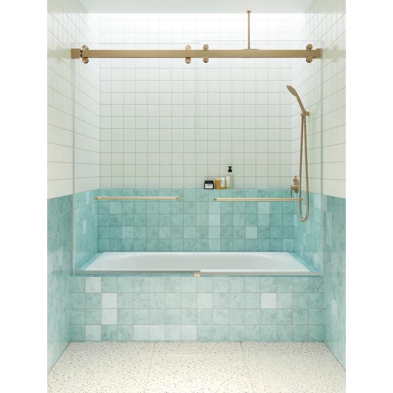 Polaris 60 in. x 60 in. Fully Frameless Sliding Bypass Bathtub Door
