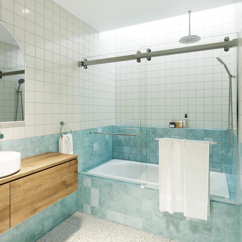 Polaris 60 in. x 60 in. Fully Frameless Sliding Bypass Bathtub Door