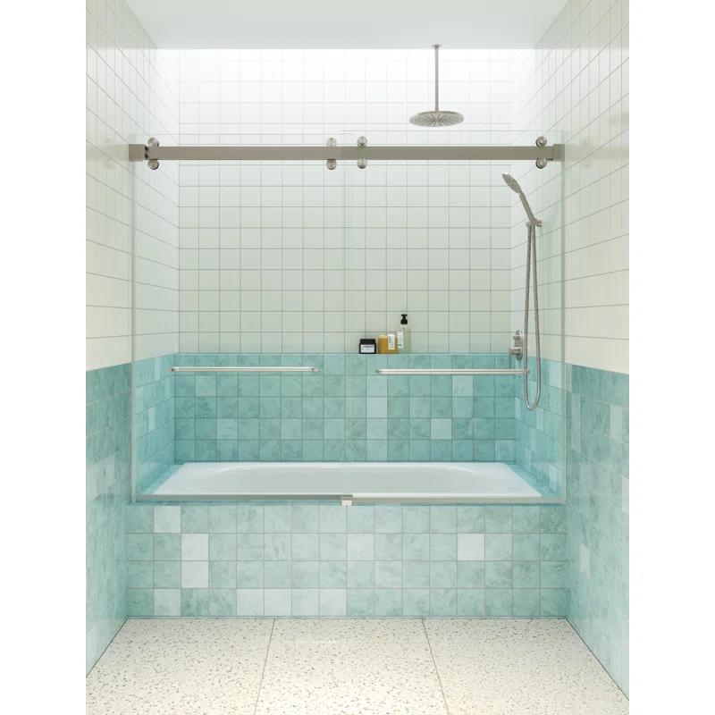 Polaris 60 in. x 60 in. Fully Frameless Sliding Bypass Bathtub Door