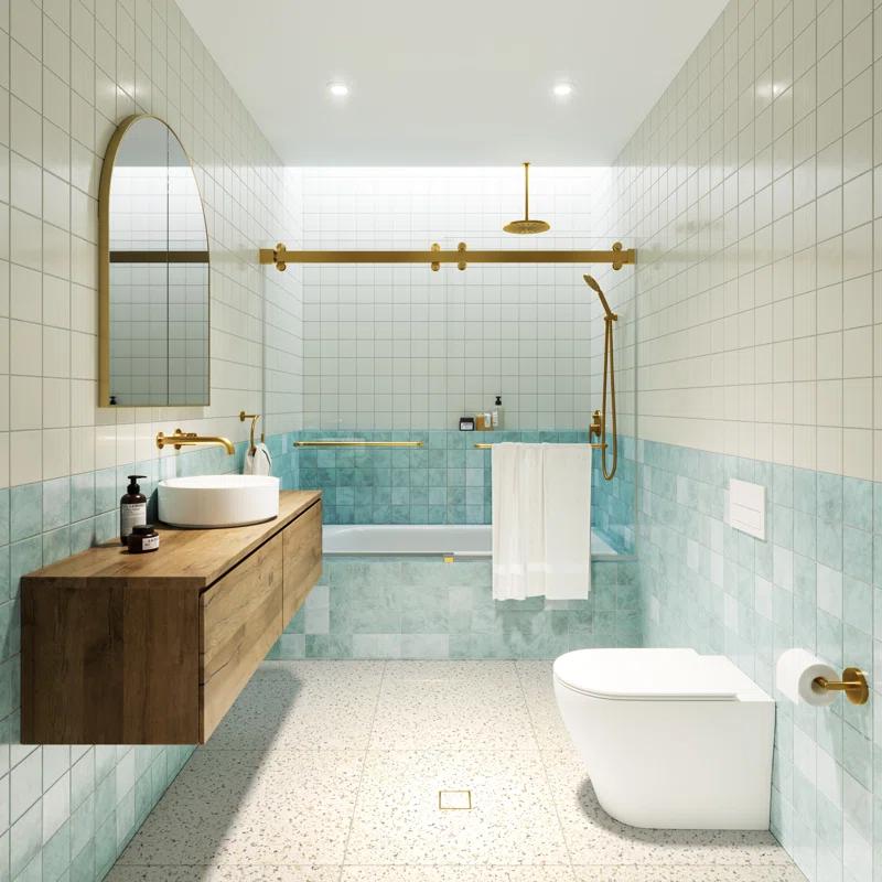 Polaris 60 in. x 60 in. Fully Frameless Sliding Bypass Bathtub Door