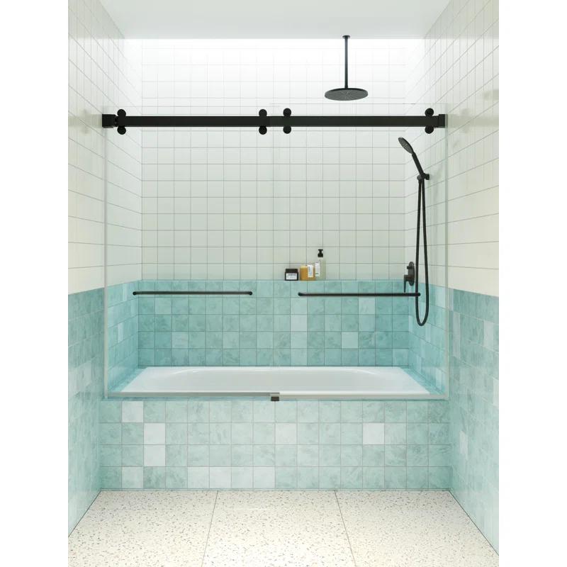 Polaris 60 in. x 60 in. Fully Frameless Sliding Bypass Bathtub Door