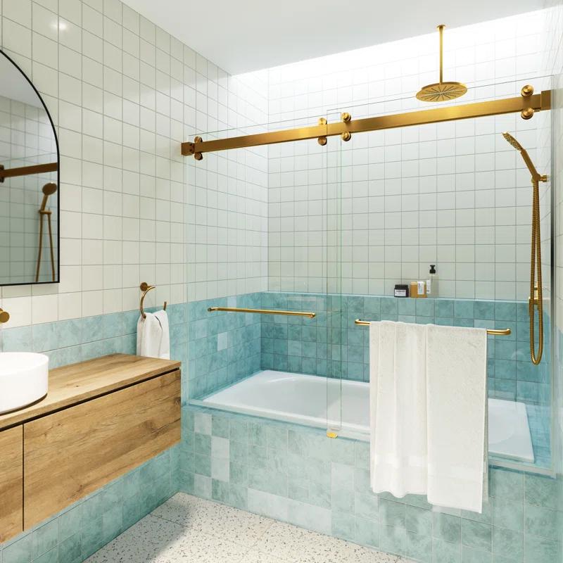 Polaris 60 in. x 60 in. Fully Frameless Sliding Bypass Bathtub Door