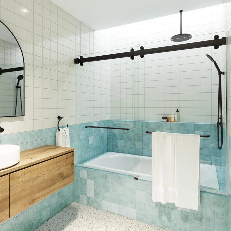 Polaris 60 in. x 60 in. Fully Frameless Sliding Bypass Bathtub Door