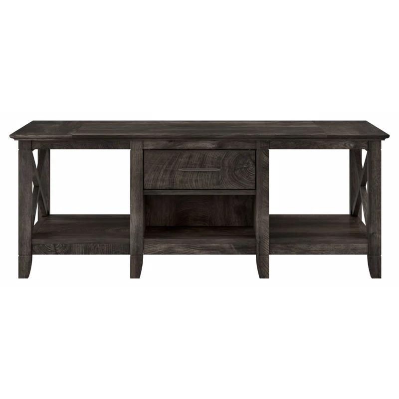 Key West Casual Farmhouse Dark Gray Hickory Coffee Table with Storage