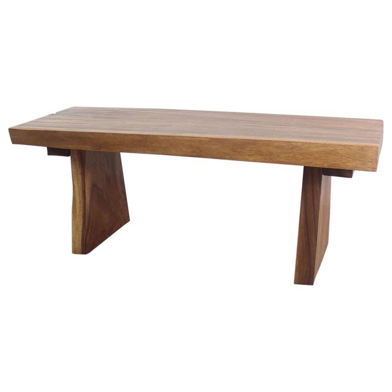 48" Natural Walnut Wood Backless Bench