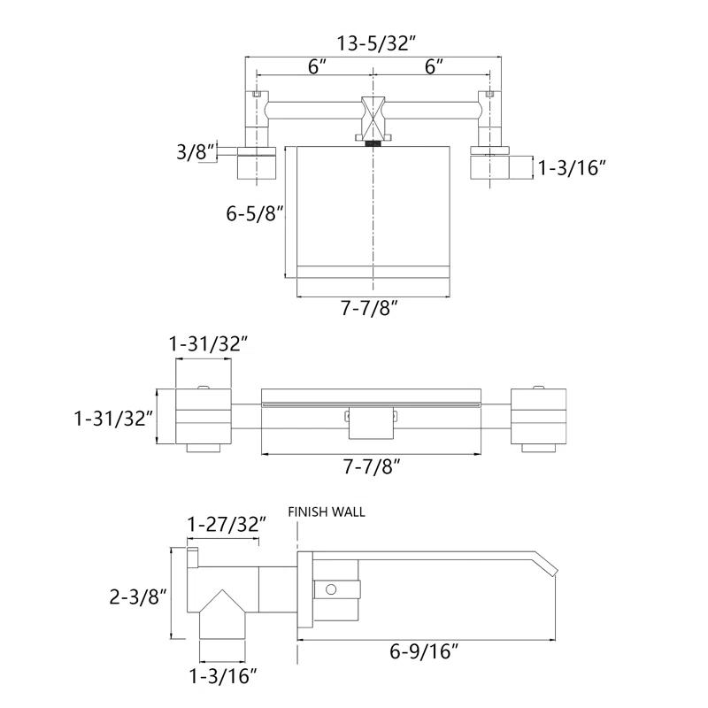 Elegant Chrome Dual-Knob Waterfall Wall Mount Bathtub Faucet