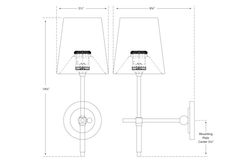 Elegant Outdoor Direct Wired Nickel Wallchiere, 14.5" Height