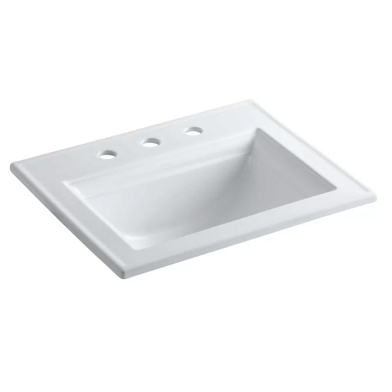 Elegant White Ceramic Rectangular Drop-In Bathroom Sink