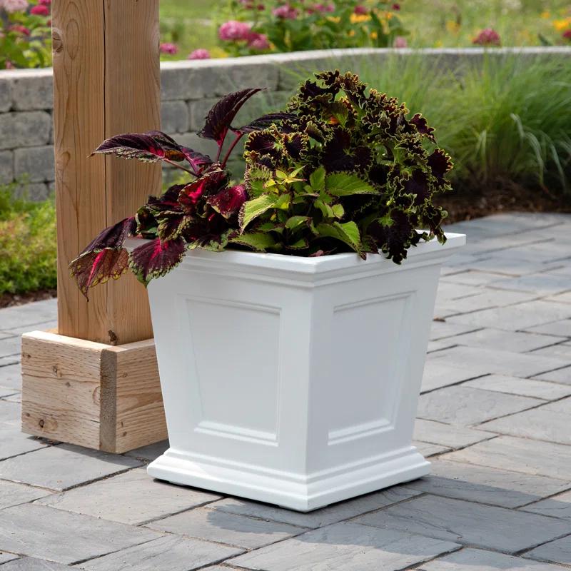 Fairfield Classic White 17" Square Self-Watering Polyethylene Planter