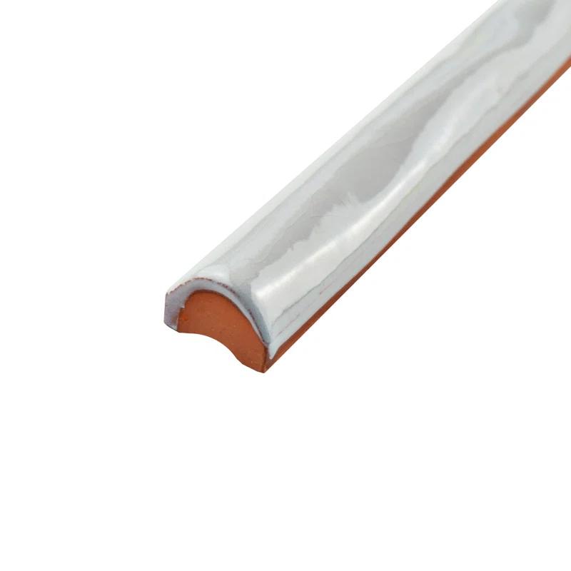 Merola Tile Antic Craquelle 3/4" x 6" Glossy Ceramic Quarter Round Wall Tile Trim in Gris Oscuro Craquele