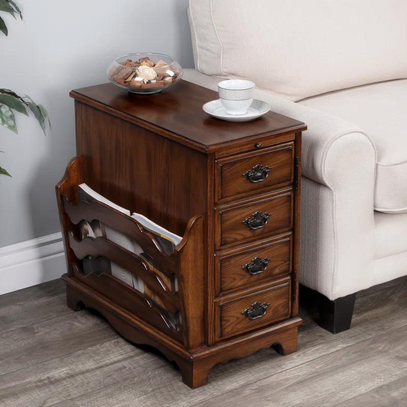 Gregory Hand-Rubbed Grey Wood & Metal Magazine Side Table with Storage