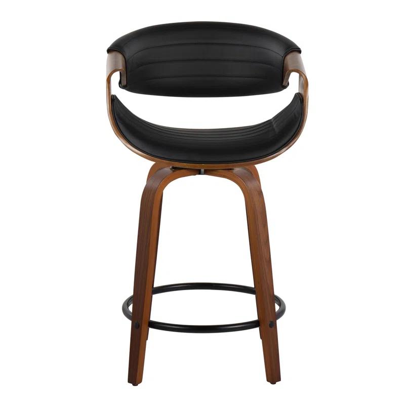 Walnut and Black Swivel Upholstered Counter Stool Set