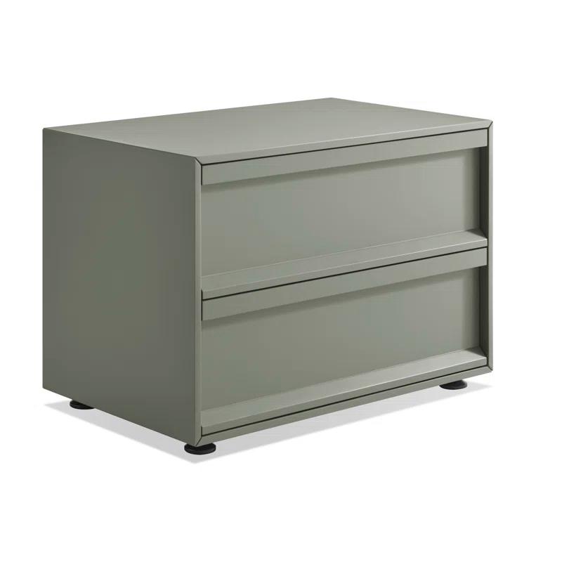 Blu Dot Superchoice Matte Gray Green Nightstand with Beveled Pulls