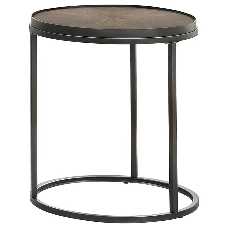 Transitional Gunmetal and Weathered Elm 22" Round End Table