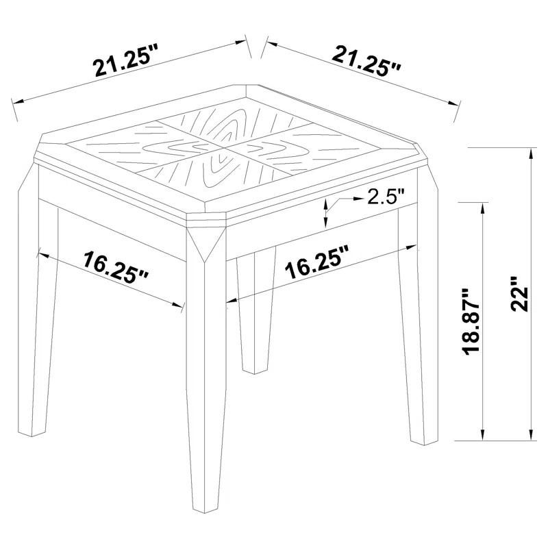 Transitional Walnut Brown Square End Table 21.25"