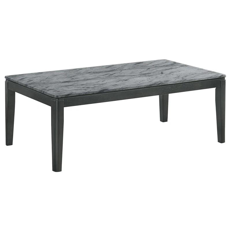 Contemporary Rectangular Coffee Table in Faux Grey Marble and Black