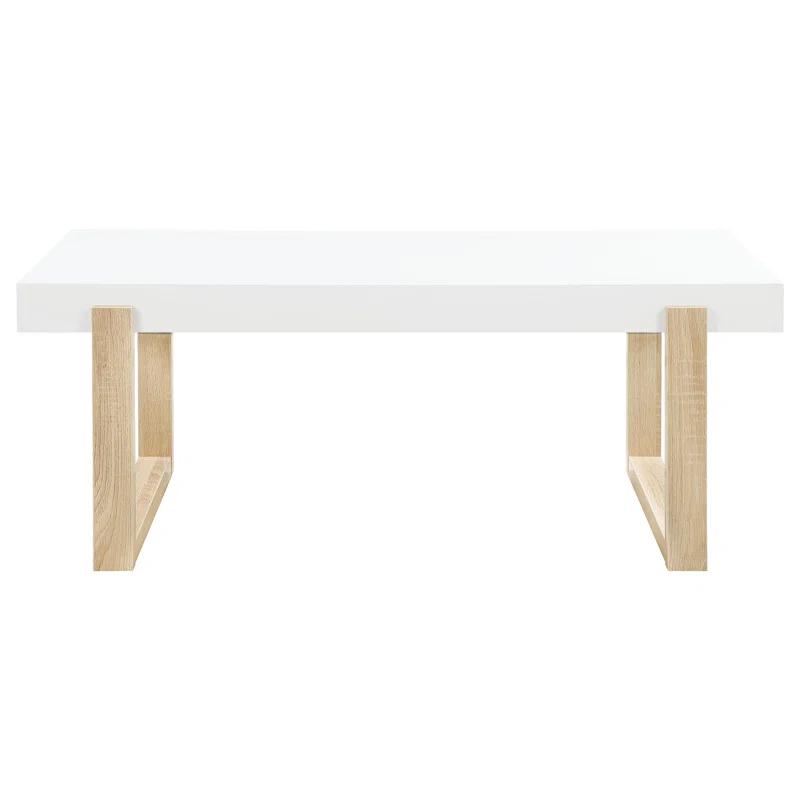 Pala 47'' White High Gloss and Natural Wood Coffee Table