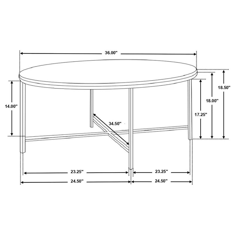 Ellison 36" Round White Marble and Gold Metal Coffee Table