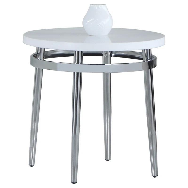 Avilla 24'' White Cultured Marble and Chrome Round End Table