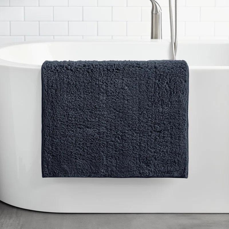 Nate Home Ultra-Soft Navy Blue Cotton Bath Rug, 21" x 34"