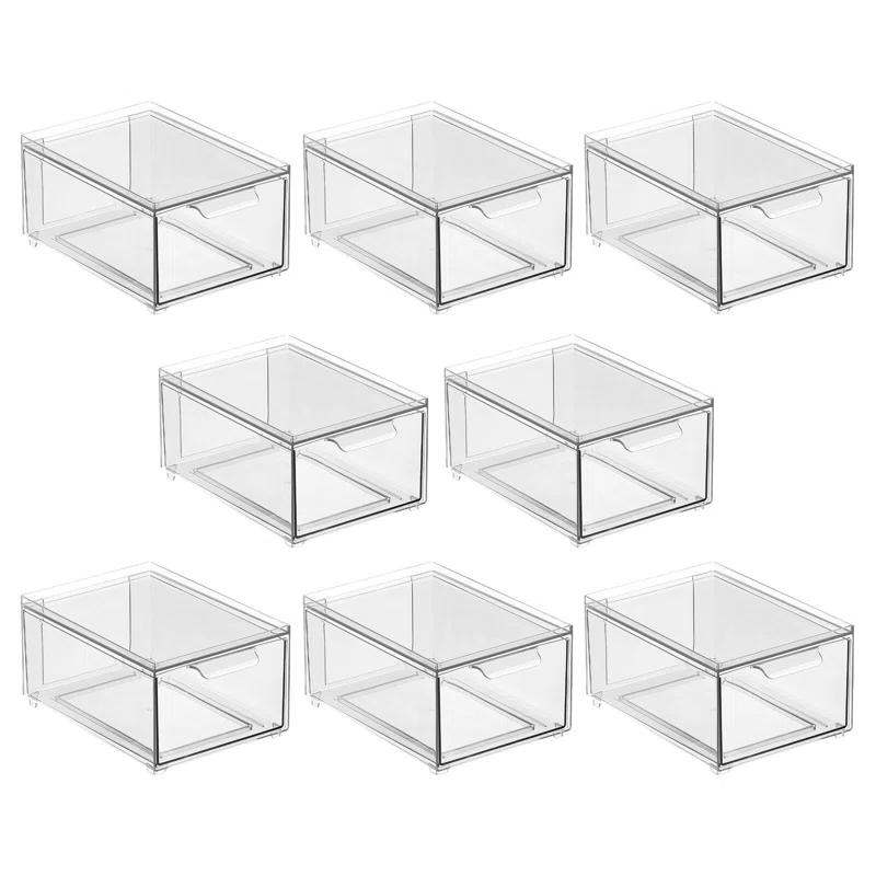 ClearView 8-Pack Stacking Plastic Organizer Bin with Pull-Out Drawers