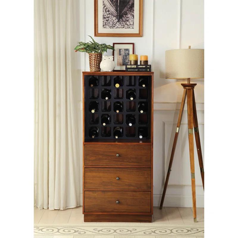 Elegant 24'' Walnut MDF Wine Cabinet with Ample Storage