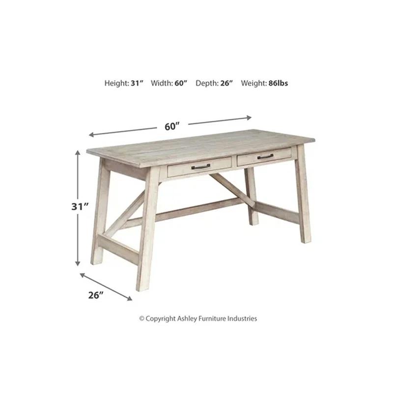Transitional 60'' White Pine Home Office Desk with USB Port