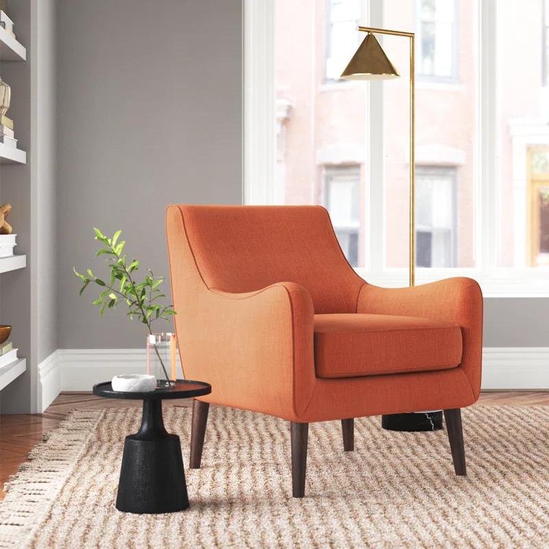 Burnt Orange Mid-Century Wooden Leg Accent Chair