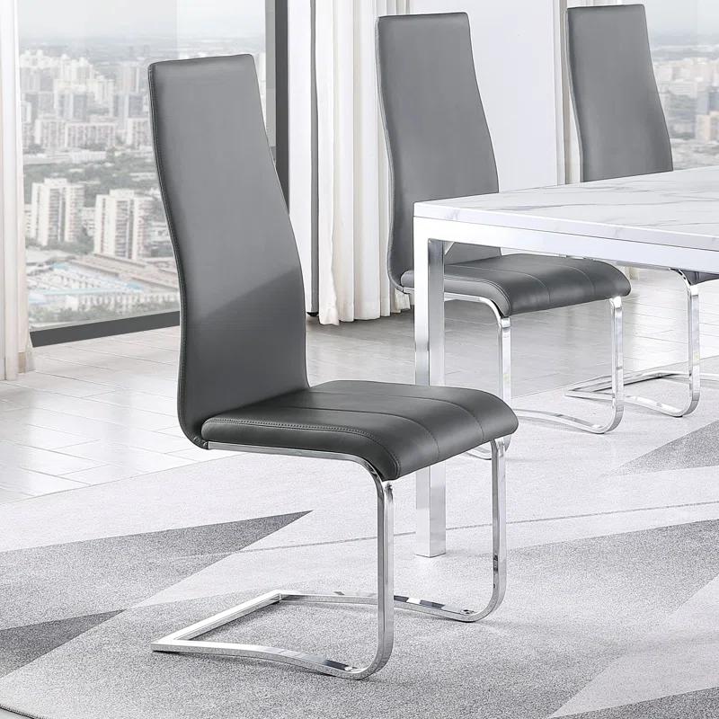 Genuine Leather Upholstered Cantilever Chair
