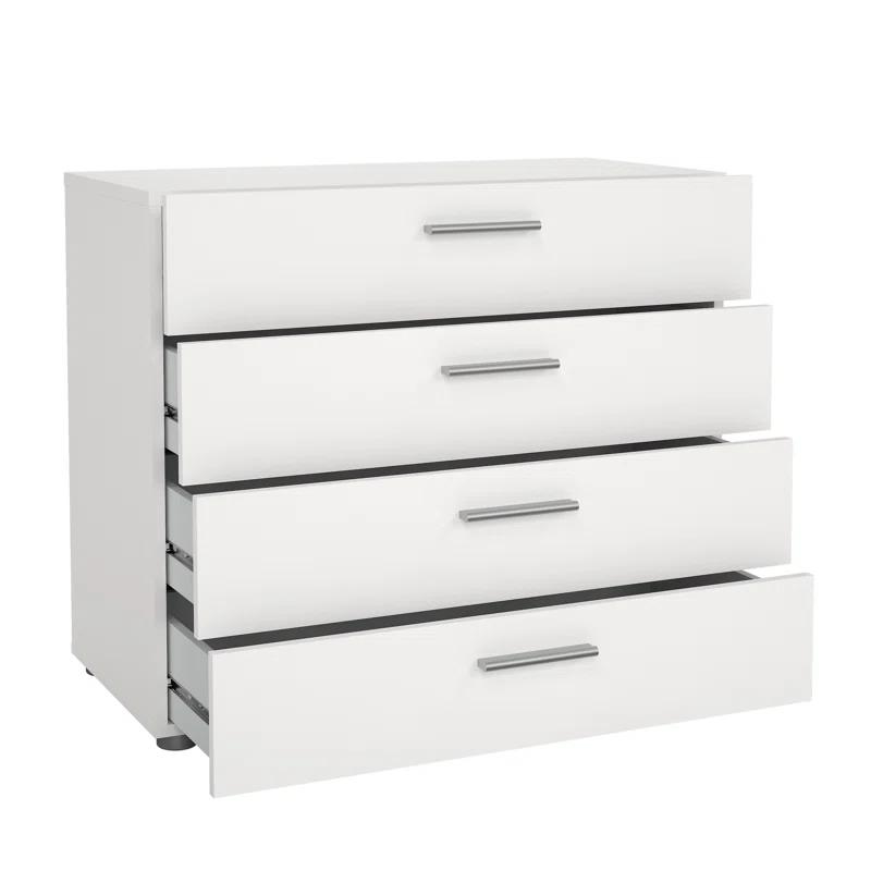 Austin 4-Drawer Sleek White Dresser with Metal Hardware