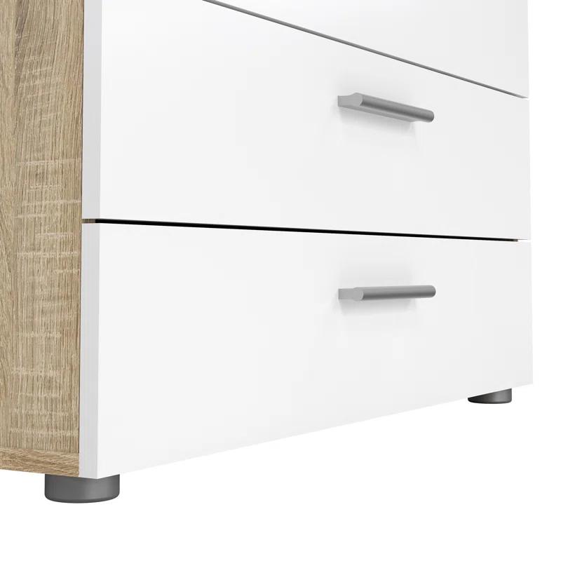 Sleek Austin 4-Drawer Chest in Oak Structure and White High Gloss