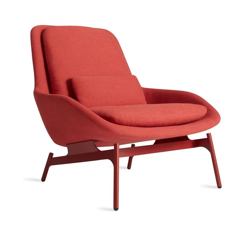 Craig Red Textured Basketweave Lounge Chair with Steel Base