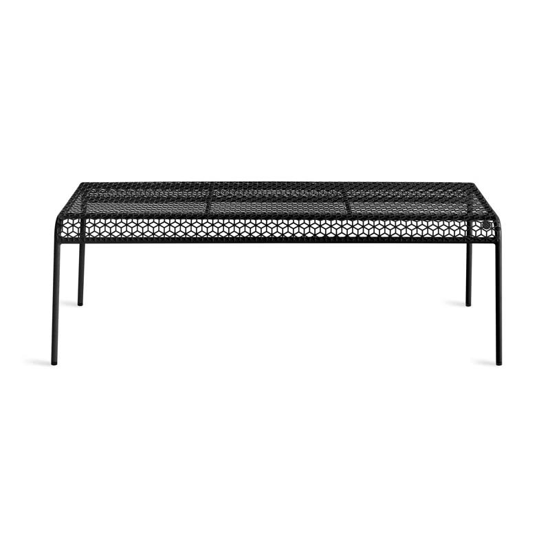 Geometric Cube Pattern Black Perforated Steel Bench