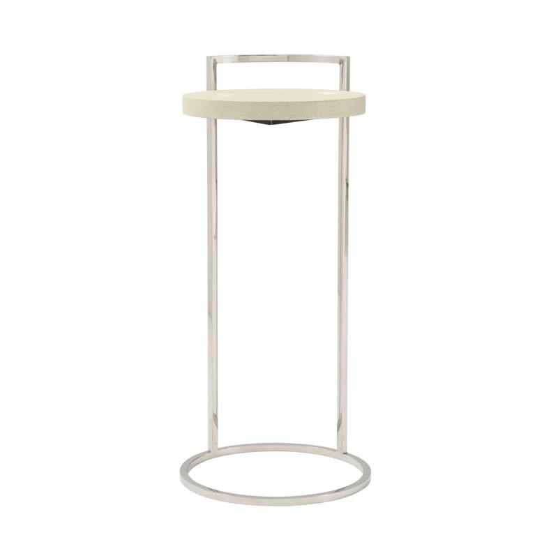 Transitional Overcast Silver Round Metal End Table