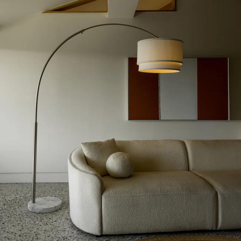 Mason 81" Modern White LED Arc Floor Lamp with Adjustable Drum Shade