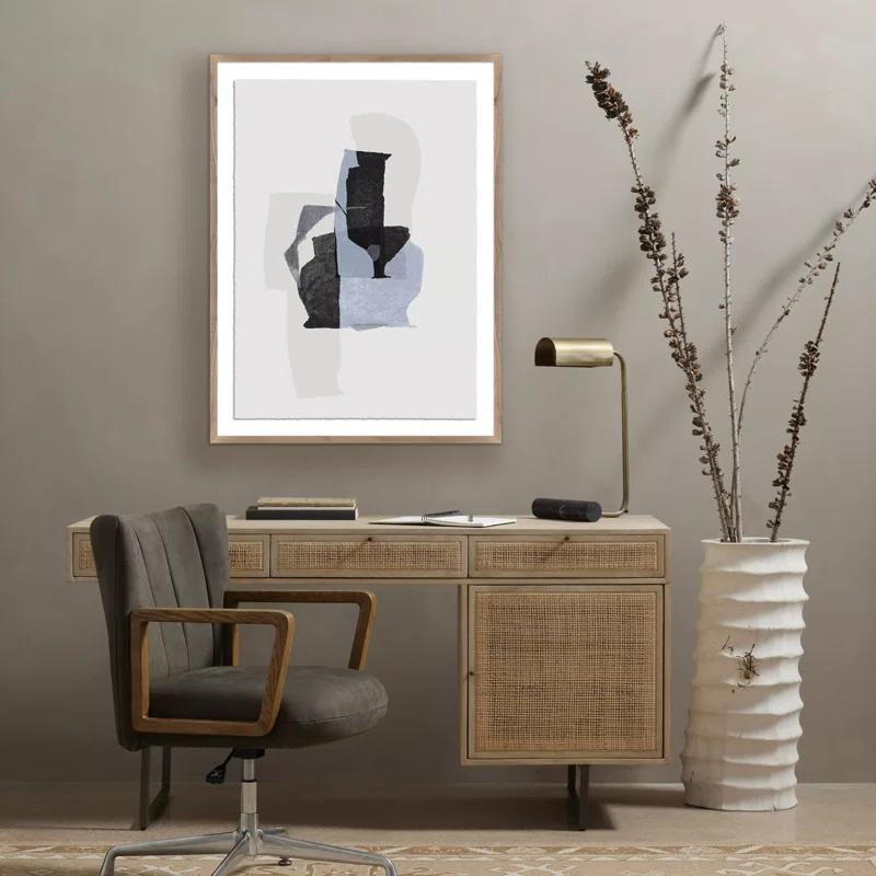 Large Rustic Walnut Framed Acrylic Painting Print