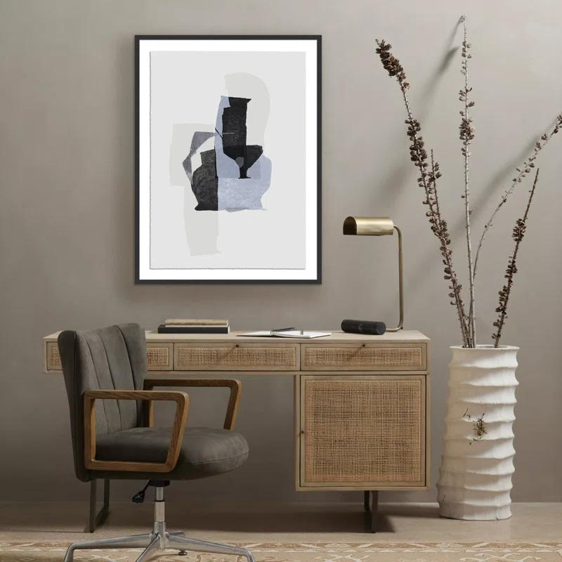 Large Rustic Walnut Framed Acrylic Painting Print