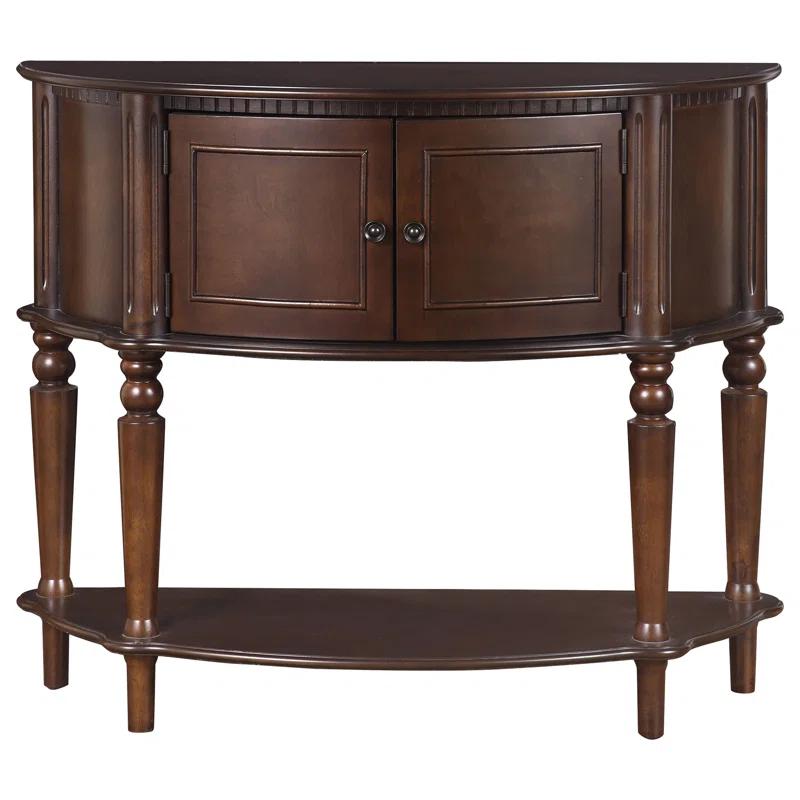 Alyssa 38'' Brown Wood Demilune Console Table with Storage