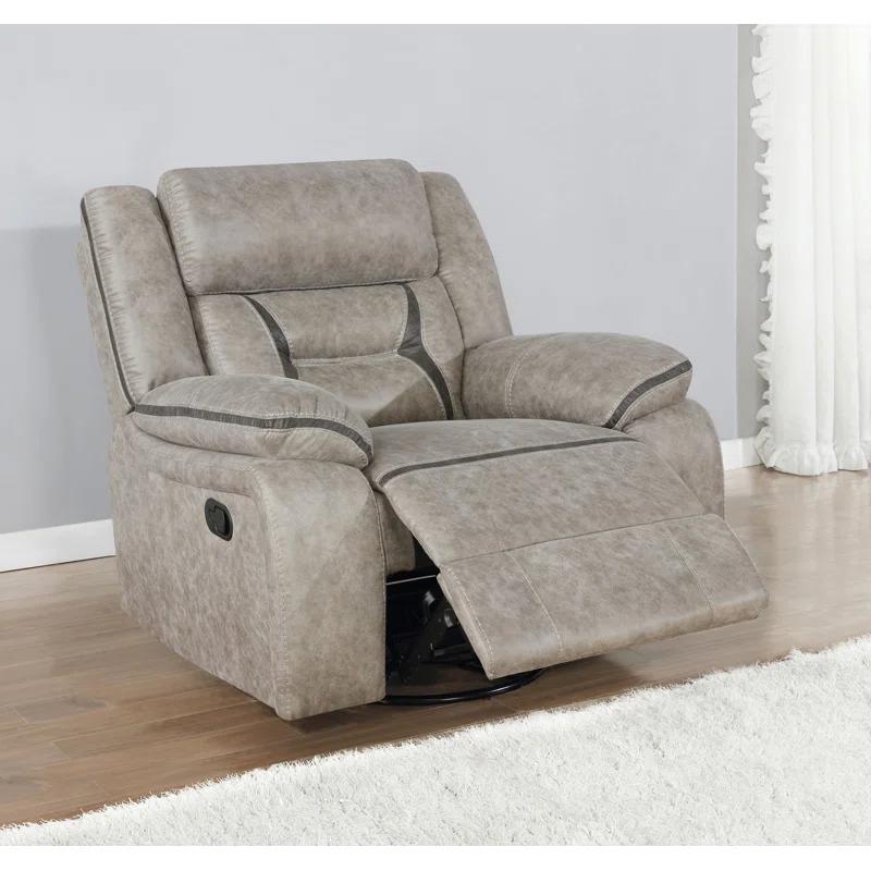 Taupe Faux Leather Swivel Recliner with Lift