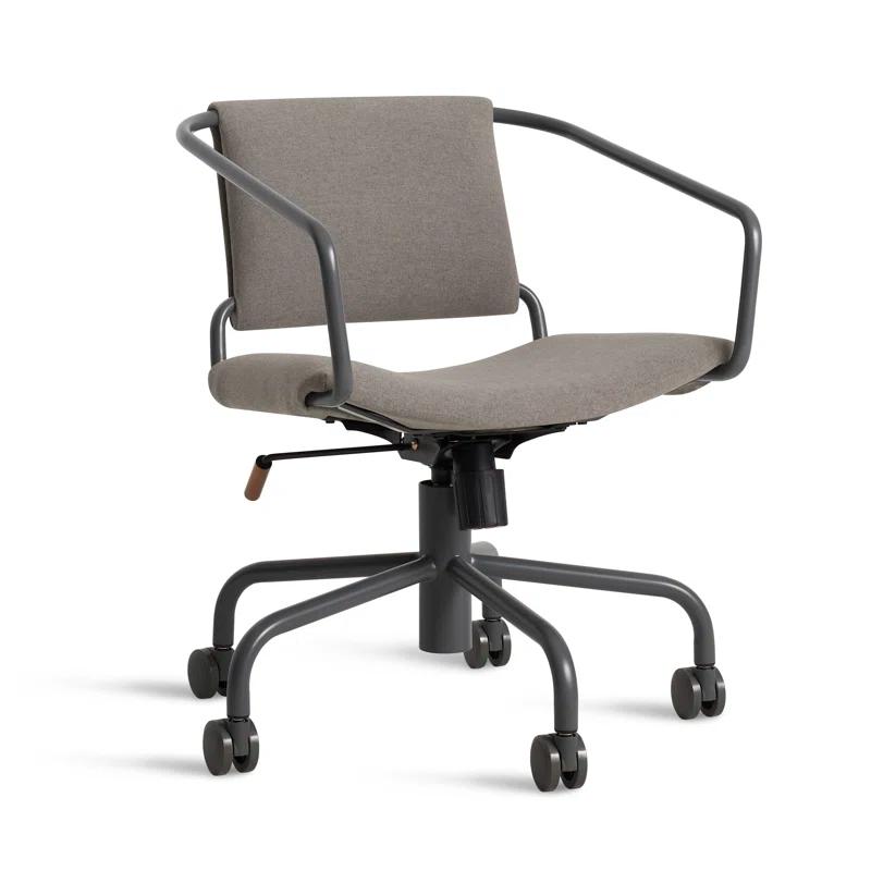 Gingrich Charcoal Swivel Daily Task Chair with Powder-Coated Steel Base