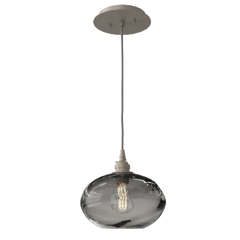 Elegant Smoke Glass Globe Pendant with Metallic Silver Finish