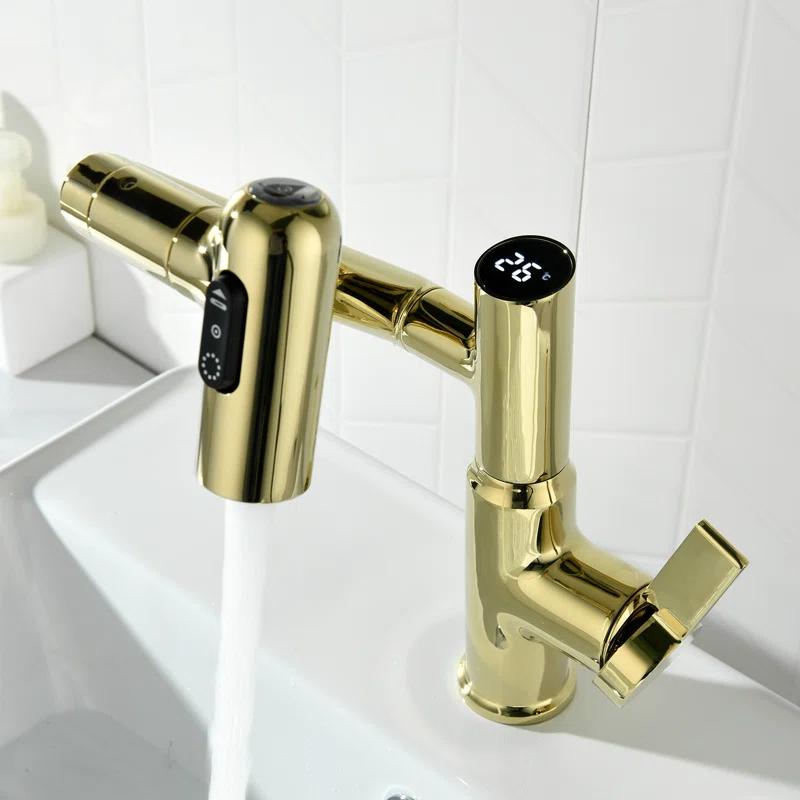 Lefton Rotatable Single Hole Bathroom Faucet with Temperature Display BF2204