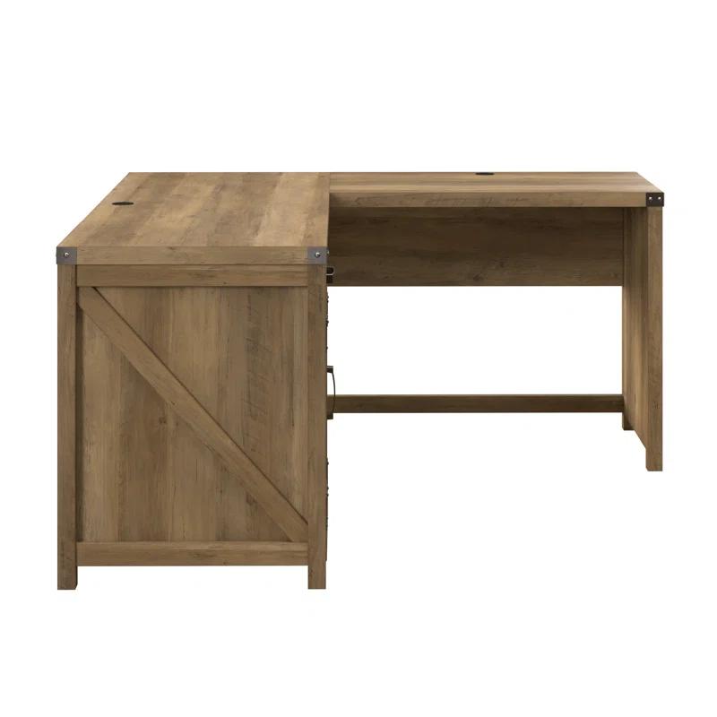 Modern Farmhouse Reclaimed Pine L-Shaped Desk with Storage