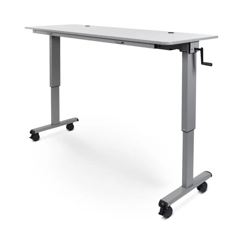 ErgoNest 72" Adjustable Gray Wood Sit/Stand Desk with Locking Casters