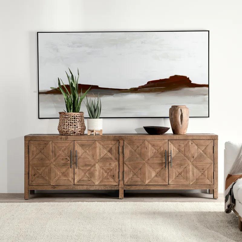 103.5'' Beige Pine Transitional Sideboard with Iron Hardware