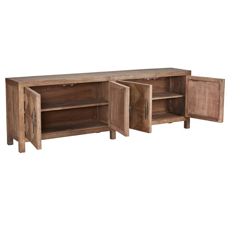 103.5'' Beige Pine Transitional Sideboard with Iron Hardware