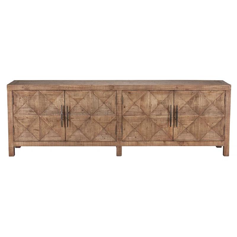 103.5'' Beige Pine Transitional Sideboard with Iron Hardware
