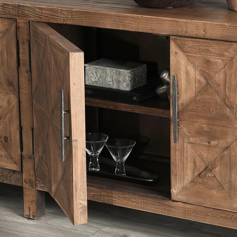 103.5'' Beige Pine Transitional Sideboard with Iron Hardware