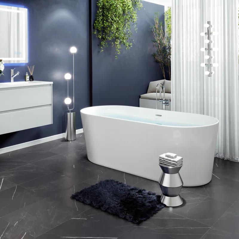 Rejoice 59'' x 29.5'' Freestanding Soaking Solid Surface Bathtub